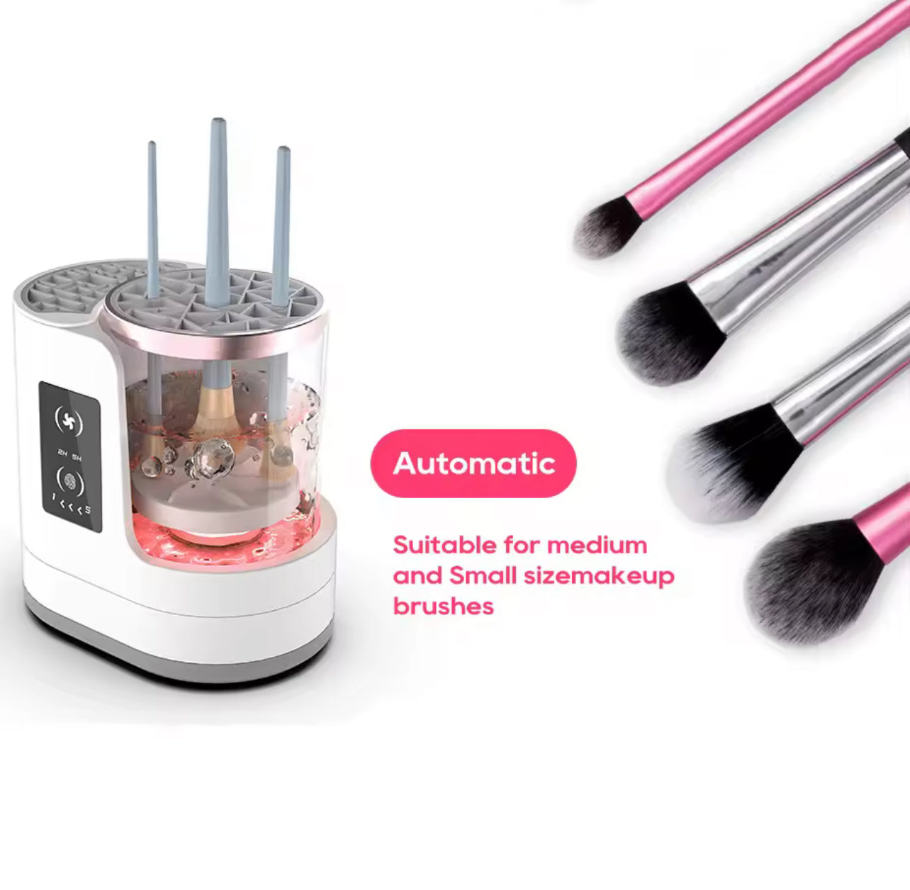 3-in-1 USB Automatic Electric Brush Cleaner for Makeup & Nails – Rechargeable, Fast-Drying & Hygienic