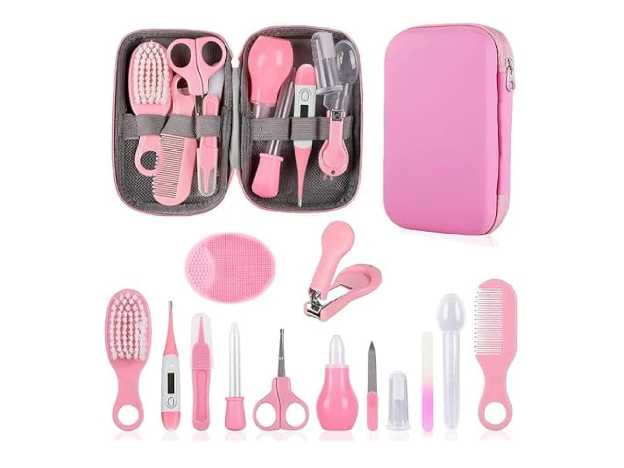 Baby Grooming Kit, Infant Safety Care Set with Hair Brush Comb Nail Clipper Nasal Aspirator,Baby Essentials Kit for Newborn Girls Boys