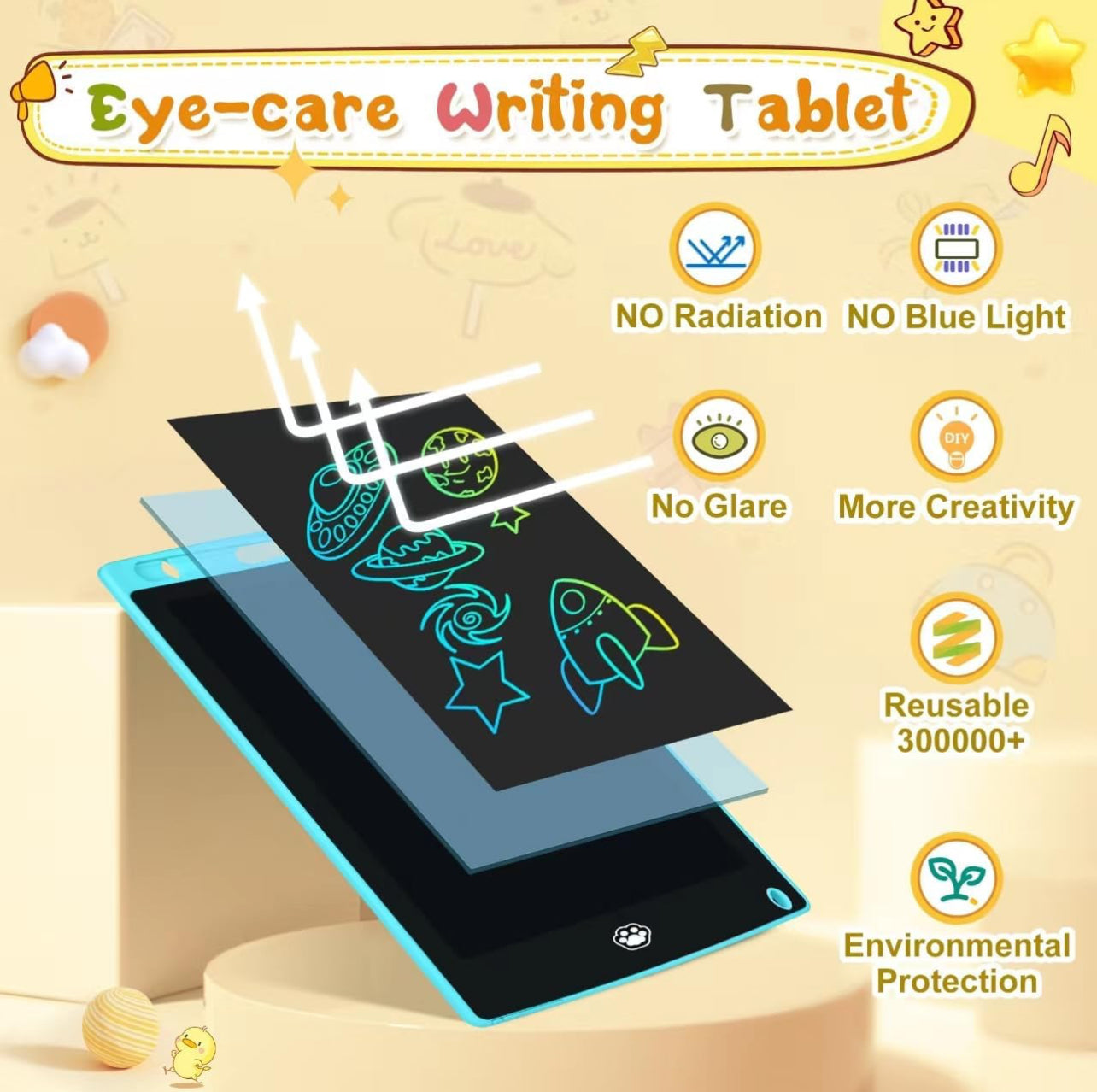 LCD Writing Tablet, Electronic Drawing Writing Board, Erasable Drawing Doodle Board, Doodle Pad Toys for Kids Adults Learning & Education, 12 Inches