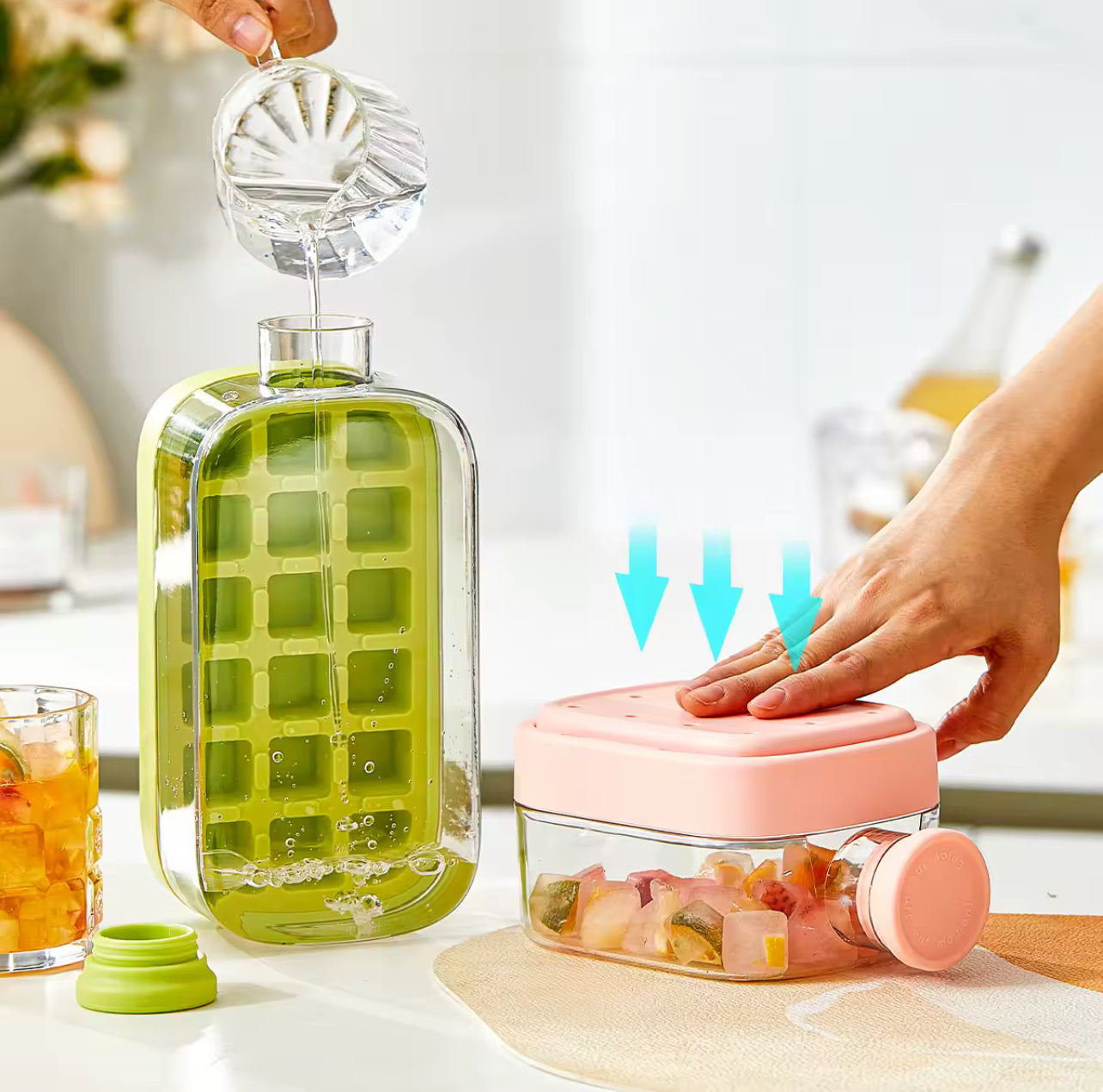 Portable Cooling Ice Cubes Maker Water Bottle