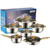 Non Stick Stainless Steel Cookware Set 12 pieces