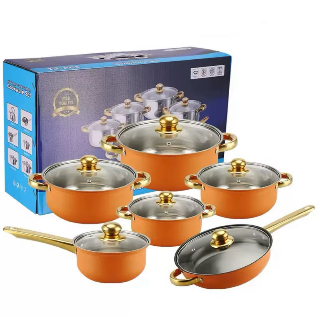 Non Stick Stainless Steel Cookware Set 12 pieces