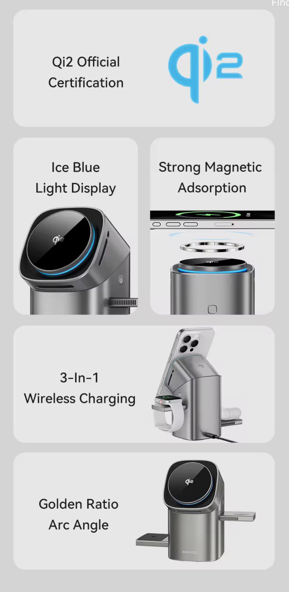 3-in-1 Magnetic Wireless Charging Dock with Auto-Rotation